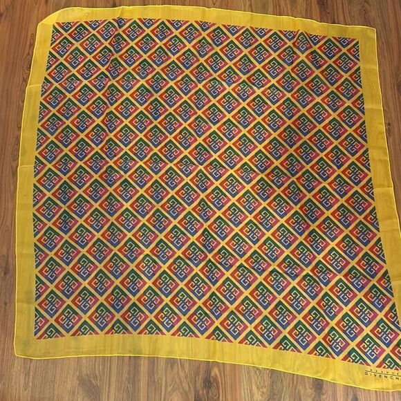 NEW vintage Givenchy beaute scarf gold red green - Picture 3 of 5